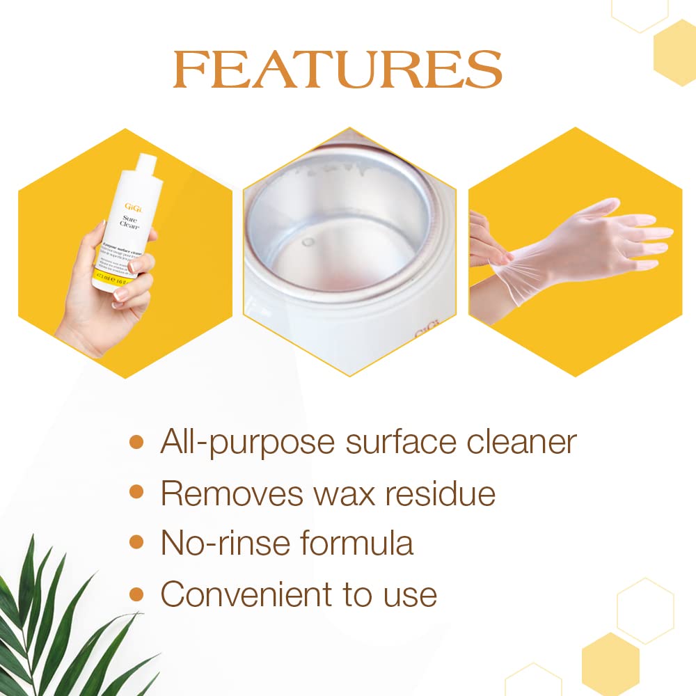 GIGI Sure Clean bottle beside a hand showing 8 fl oz scale for salon supply planning