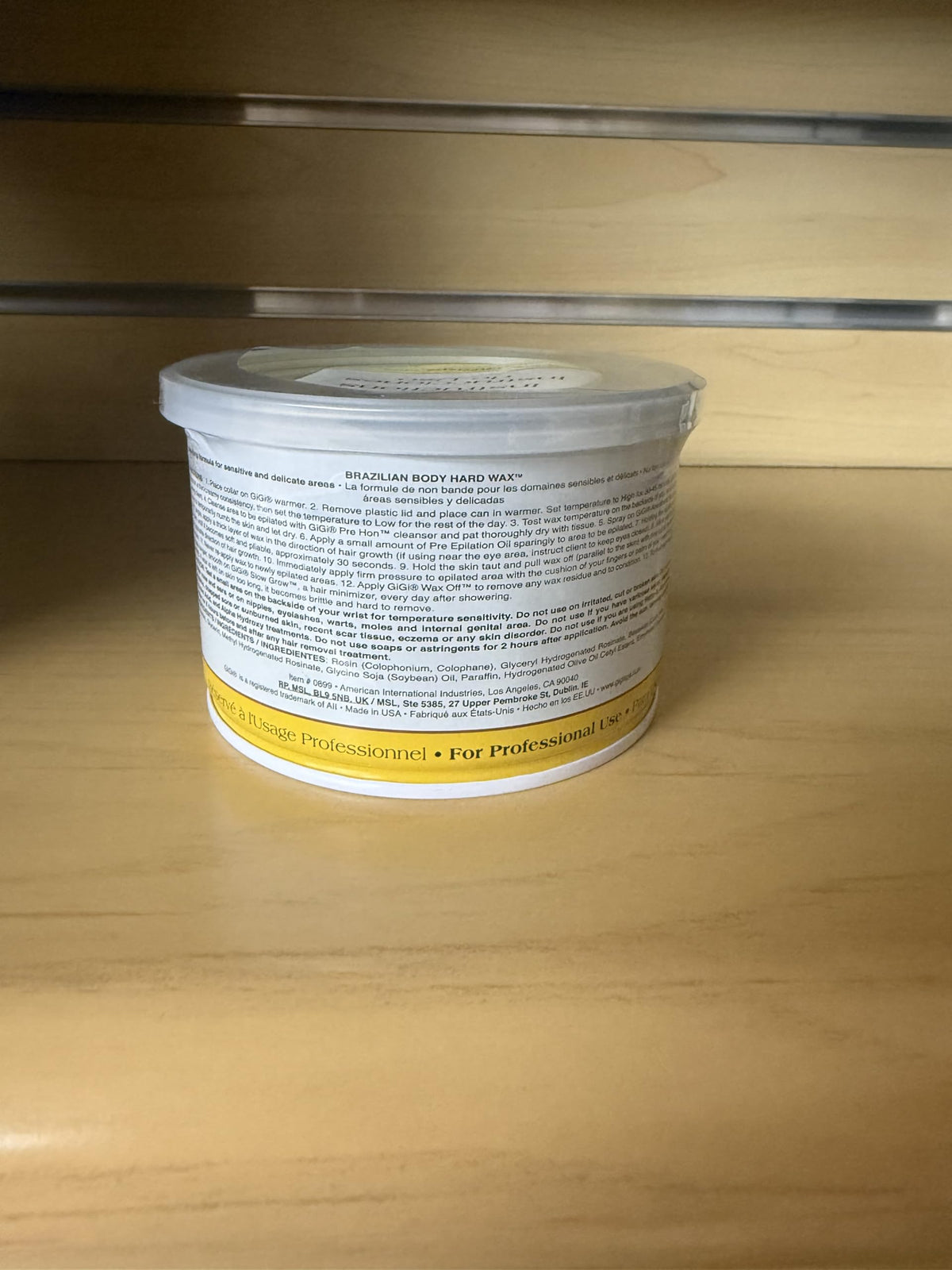 GIGI label close-up highlighting ingredient notes and brand trust