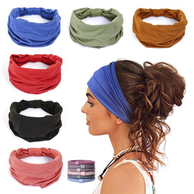 GiLi front view of six wide headbands showing colors and knotted styles for easy outfit matching