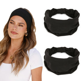 GiLi front view wide headband showing sleek black design and secure fit
