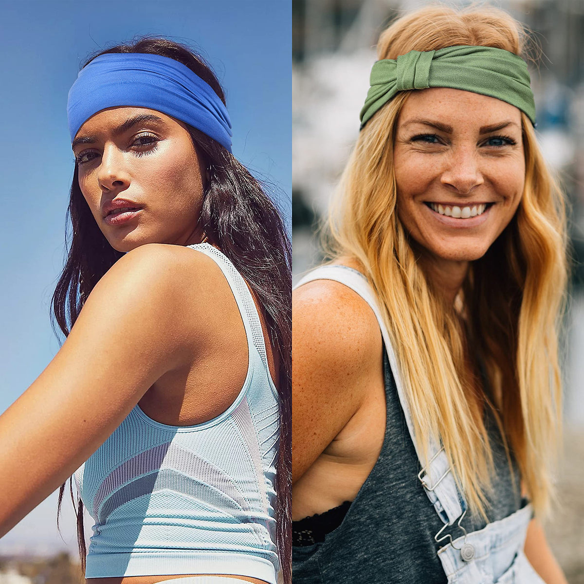 GiLi headband beside a ruler showing 5.5-inch width for full forehead coverage and control
