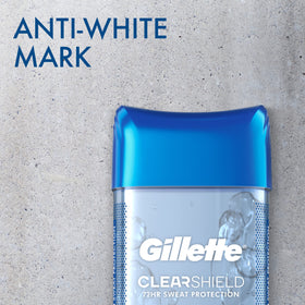 Gillette applying clear gel on skin demonstrating non-staining benefit