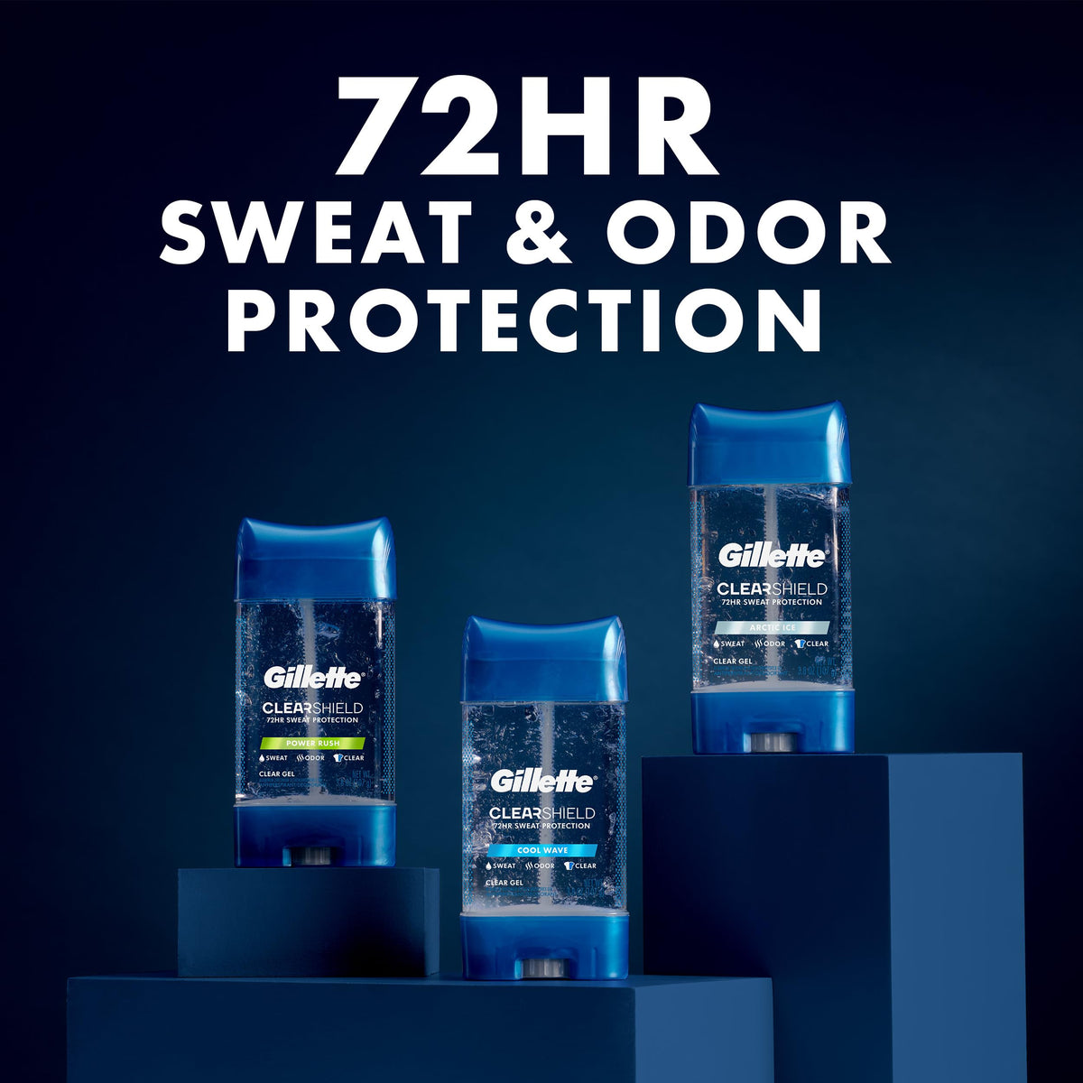 Man applying Gillette underarm gel for fast sweat protection