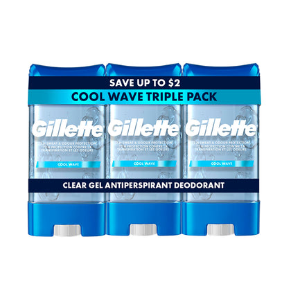 Gillette clear gel front packaging showing design and size benefit