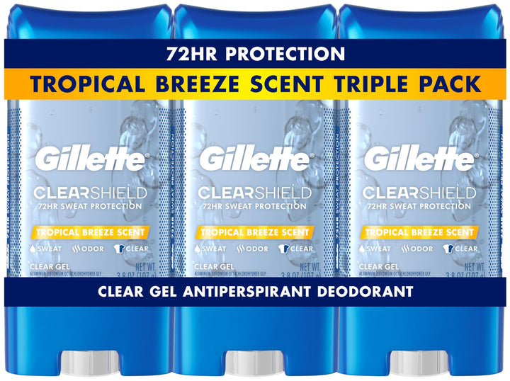 Gillette clear gel front packaging showing label and pack benefits