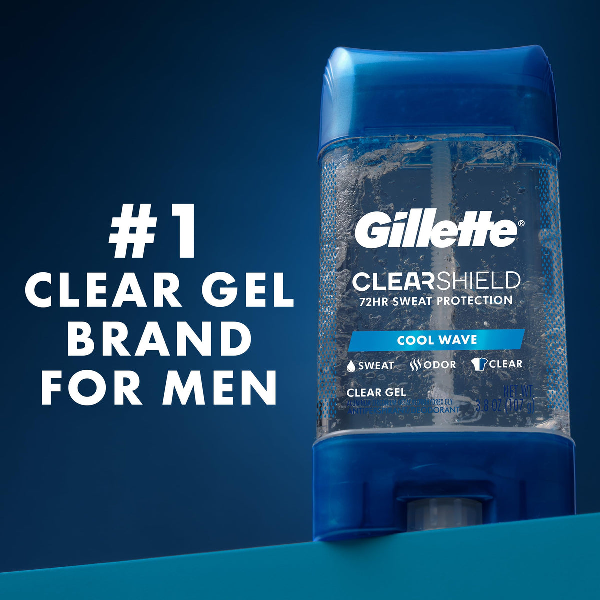 Gillette clear gel lifestyle gym bag scene conveying on-the-go freshness benefit