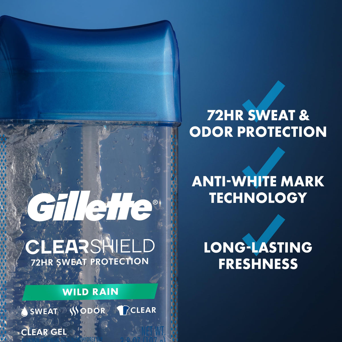 Gillette clear gel open twist-up stick illustrating easy application