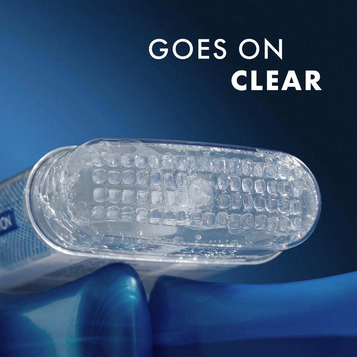 Gillette clear gel texture close-up showing smooth clear application benefit