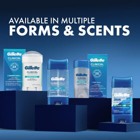Arctic Ice scent visual with Gillette Clinical suggesting cool, subtle fragrance benefit