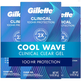 Gillette Clinical front packaging showing clear gel and cool wave scent benefit