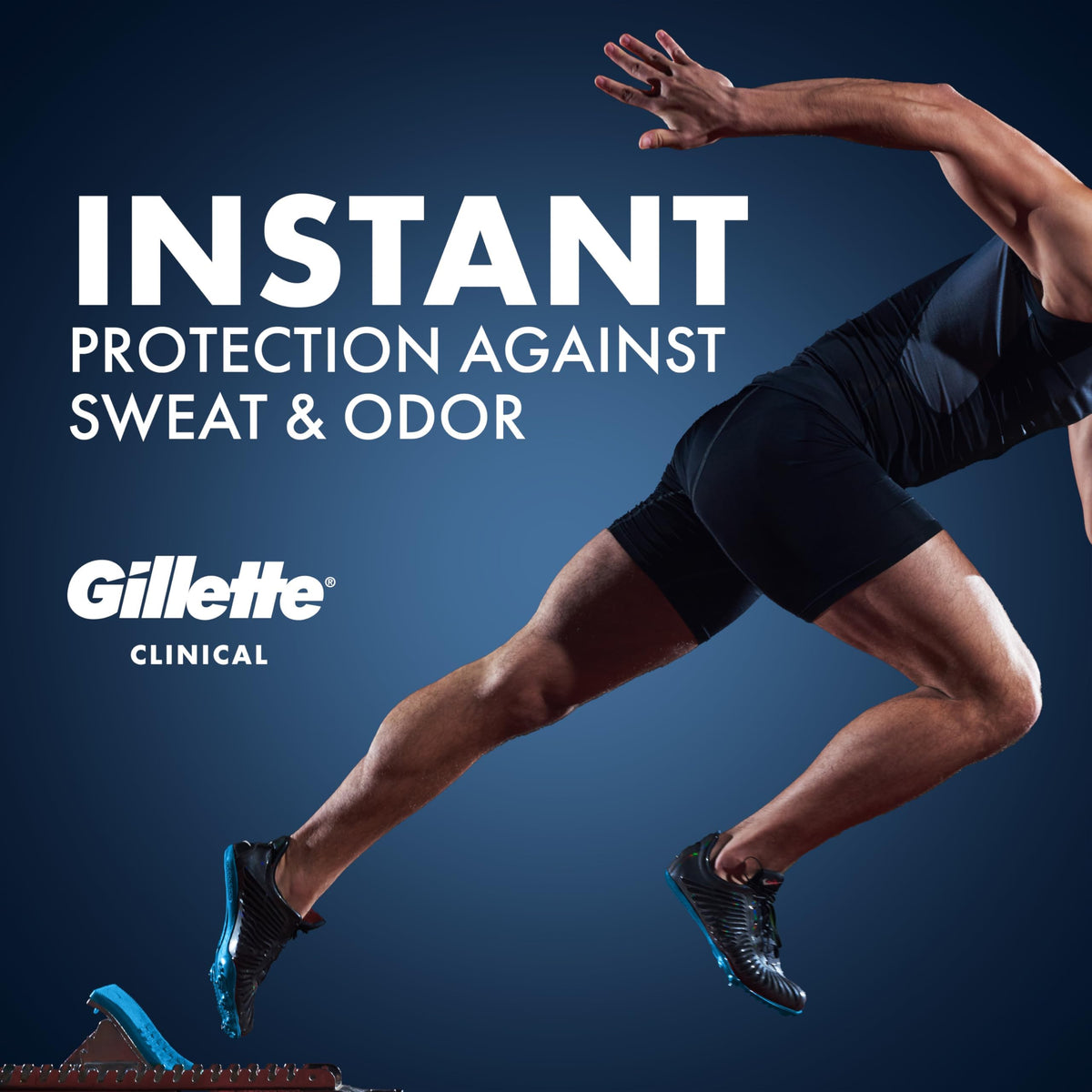 Gillette Clinical clear gel texture close-up showing quick-dry, non-sticky benefit