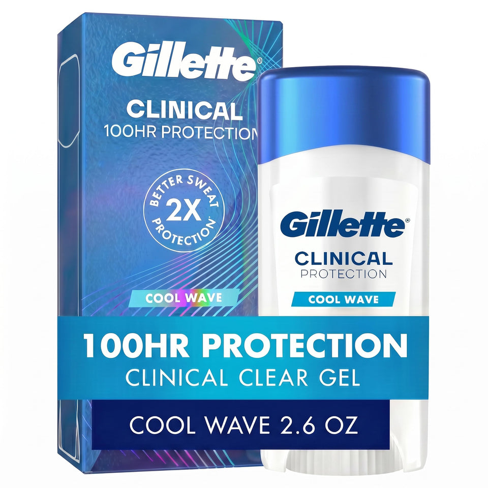 Gillette front packaging showing brand and clear gel benefits