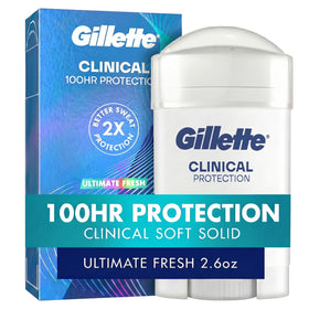 Gillette Clinical front packaging showing 100HR protection benefit