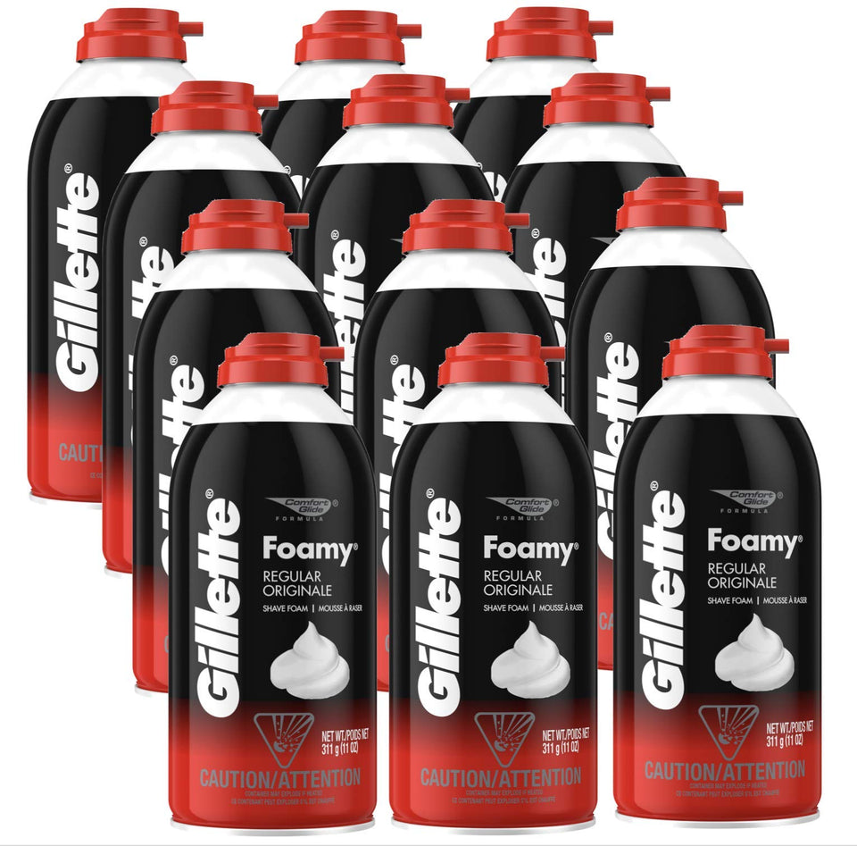 Gillette Foamy front packaging showing brand and creamy foam benefit