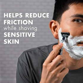 Gillette can beside sink in bathroom showing in-use convenience and everyday routine