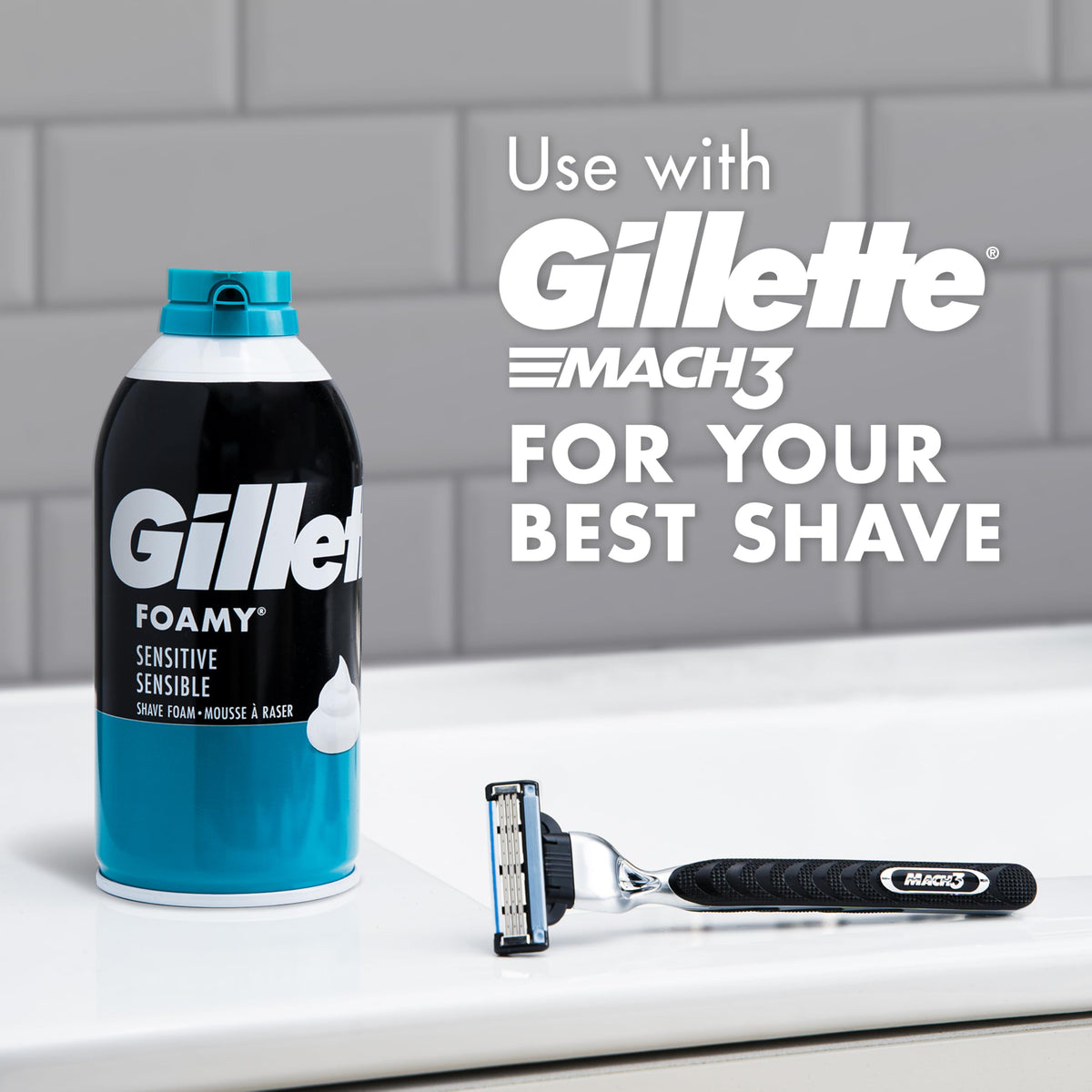 Gillette can held in hand showing 11 ounce scale for portion and travel context