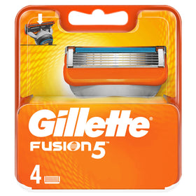 Gillette front packaging showing Fusion cartridge, clear product benefit view