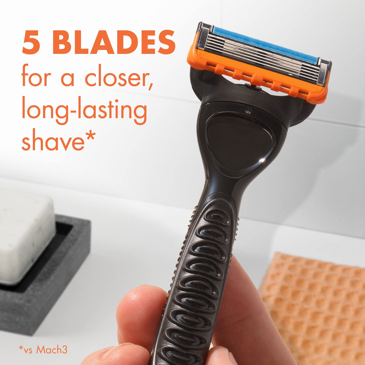 Gillette Fusion5 cartridge clicked onto handle for easy replacement