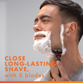 Gillette Fusion5 cartridge side profile highlighting blade stabilization feature