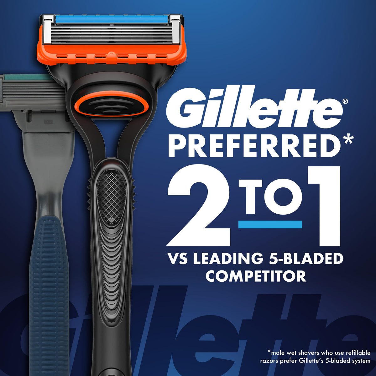 gillette Fusion5 close-up of five blades highlighting precise closeness