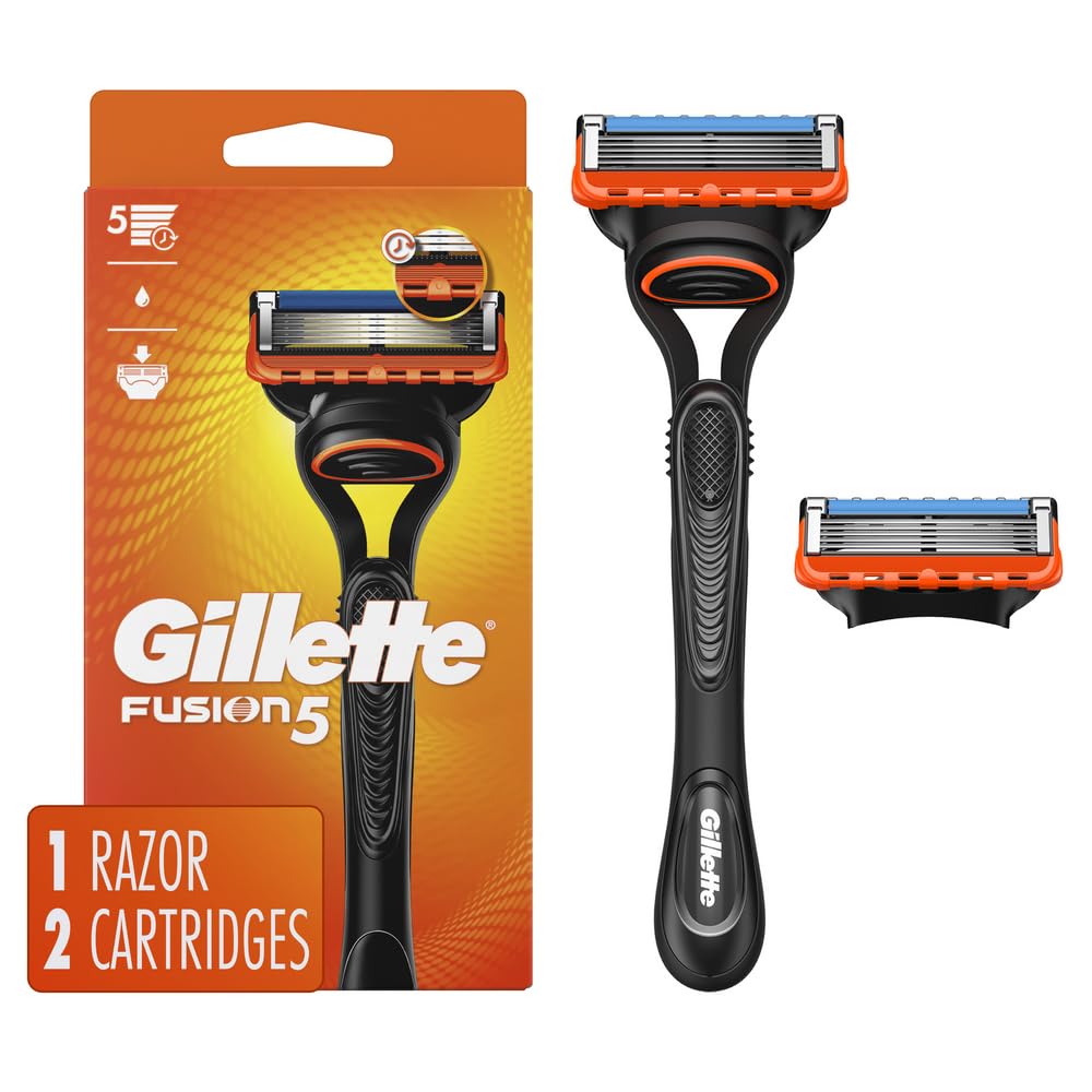 Gillette Fusion5 front packaging showing kit and key features for easy choice