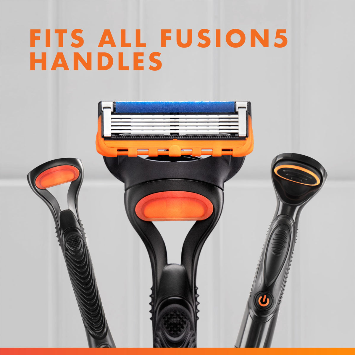 Gillette Fusion5 cartridge snapped onto handle showing easy compatibility