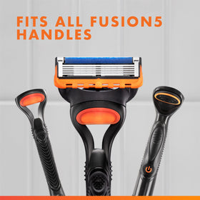Gillette Fusion5 in use shaving cheek with handle for controlled, comfortable grooming