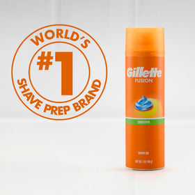 Gillette Fusion5 label and directions visible to highlight usage and ingredient info