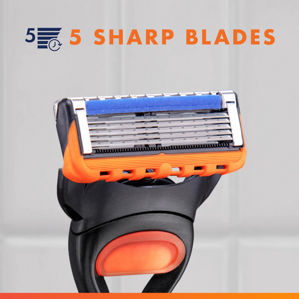 Gillette larger lubrication strip close-up to show improved glide and reduced irritation