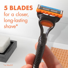 Gillette Fusion5 lubrication strip closeup providing added glide and comfort