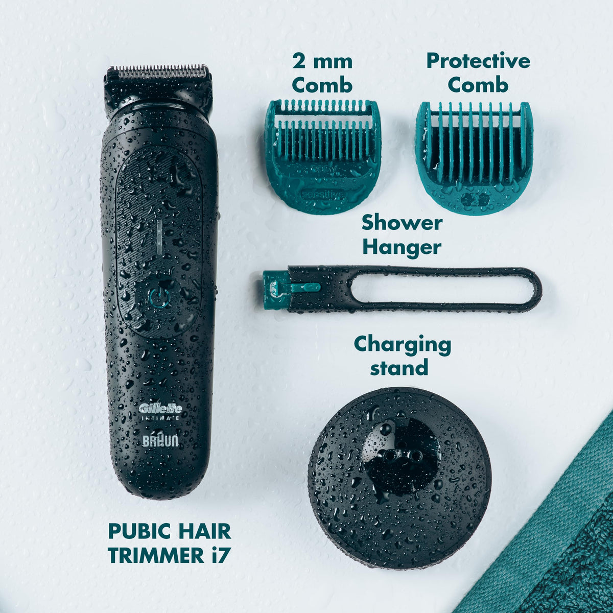 Gillette i7 control buttons and travel lock label visible for simple operation and security