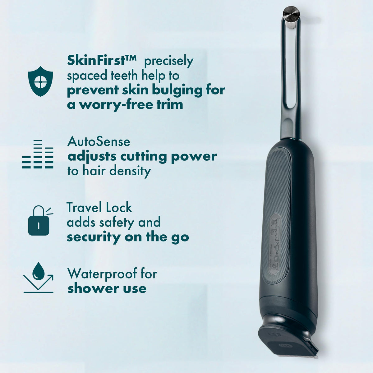 Gillette i7 with attachable combs installed demonstrating safe, uniform trimming lengths