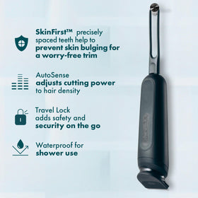 Gillette i7 with attachable combs installed demonstrating safe, uniform trimming lengths