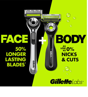 Gillette Labs blade cartridge edge detail highlighting cutting surfaces for smooth shaves