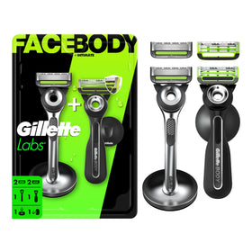 Gillette Labs face razor front view showing precise shave benefit