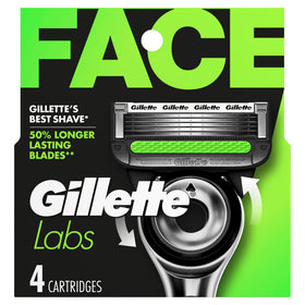 Gillette Labs front packaging showing refills and clear benefits