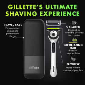 Gillette Labs handle close-up highlighting built-in exfoliating bar for smoother shaves