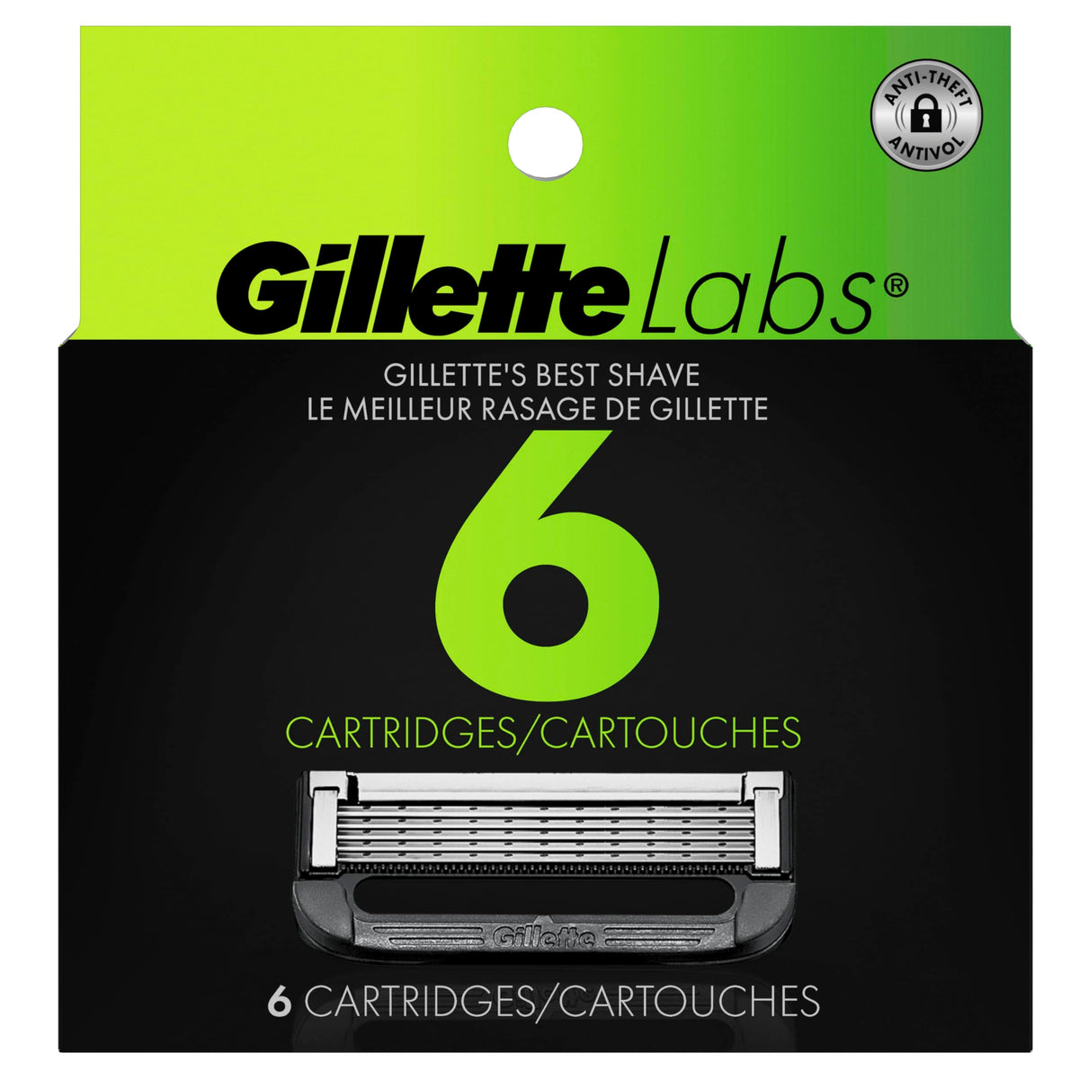 Gillette Labs lifestyle bathroom shot with refills and razor showing daily routine benefit