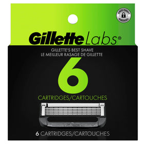 Gillette Labs lifestyle bathroom shot with refills and razor showing daily routine benefit