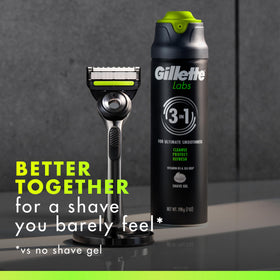 Gillette Labs gel on bathroom counter in lifestyle setting suggesting daily routine
