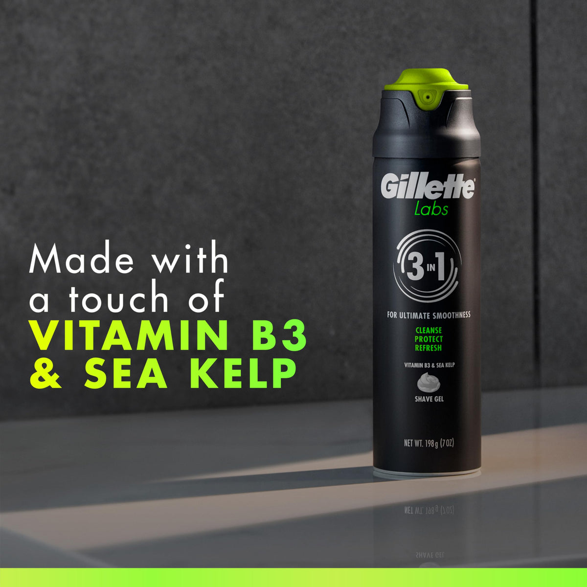 Hand dispensing Gillette Labs gel illustrating easy application and instant foam