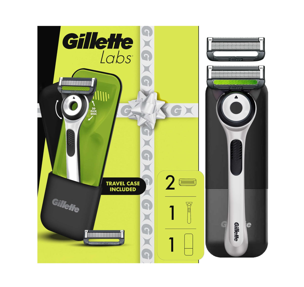 Gillette Labs white edition front packaging showing kit contents and gift-ready look