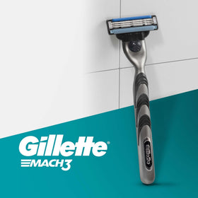 Gillette Mach-3 in bathroom scene illustrating everyday shaving readiness
