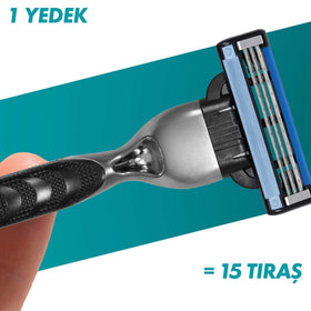 Gillette Mach-3 pack of four laid out to show spare cartridge convenience