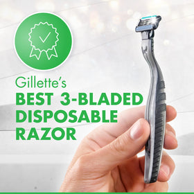 Gillette Mach3 ten-pack beside a ruler to show scale and travel convenience