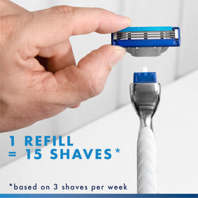Gillette Mach3 lifestyle bathroom scene showing fast, comfortable morning shave