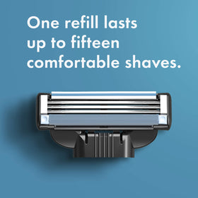 Gillette Mach3 cartridge attached to handle demonstrating easy replacement