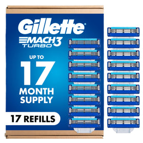Gillette Mach3 front pack showing full 17-count benefits for convenience