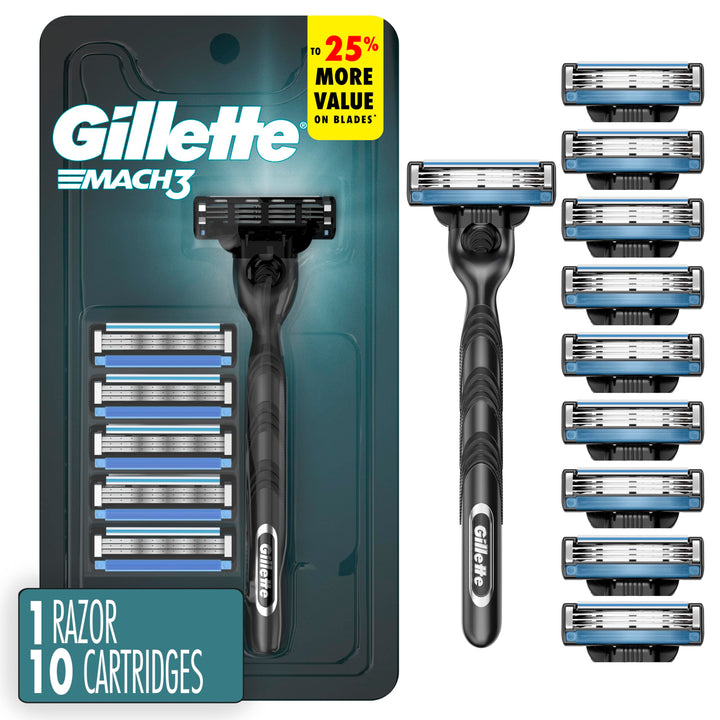 Gillette Mach3 front packaging showing contents and value
