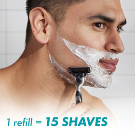 Gillette Mach3 stainless-steel handle grip demonstrating ergonomic control